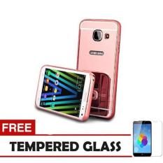 Case Metal For Samsung Galaxy J7 Prime Aluminium Bumper With Mirror Backdoor Slide – Rose Gold + Free Tempered Glass