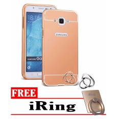 Case Metal for Samsung Galaxy V2 (G106) Aluminium Bumper With Mirror Backdoor Slide - Rose Gold + Free iRing