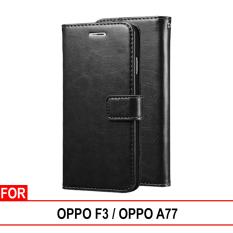 Case Dompet Kulit OPPO F3 / OPPO A77 Leather Wallet Flip Retro