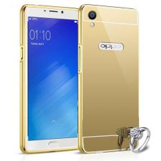 MR Case Oppo Neo 9 A37 Bumper Mirror Sleding Metal Back Case Bumper Cermin - Gold