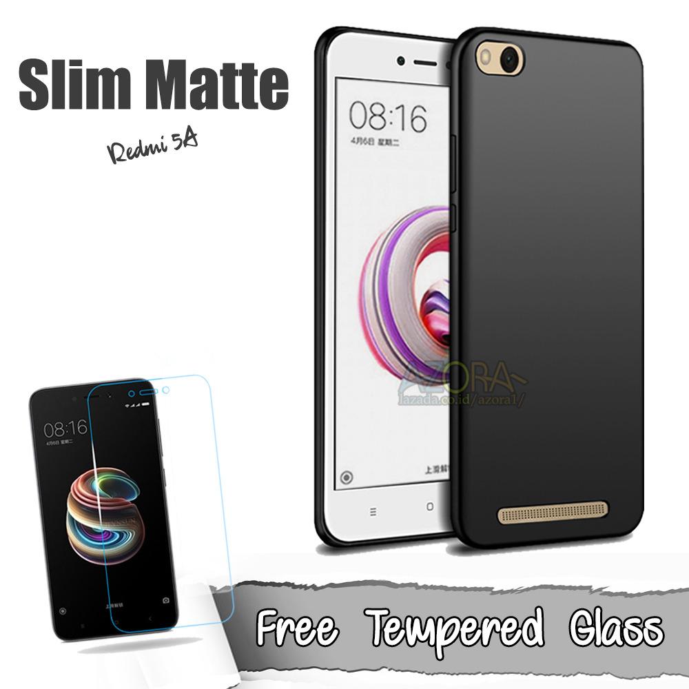 Case Slim Black Matte Xiaomi Redmi 5A Baby Skin Softcase Ultra Thin Jelly Silikon Babyskin + Tempered Glass