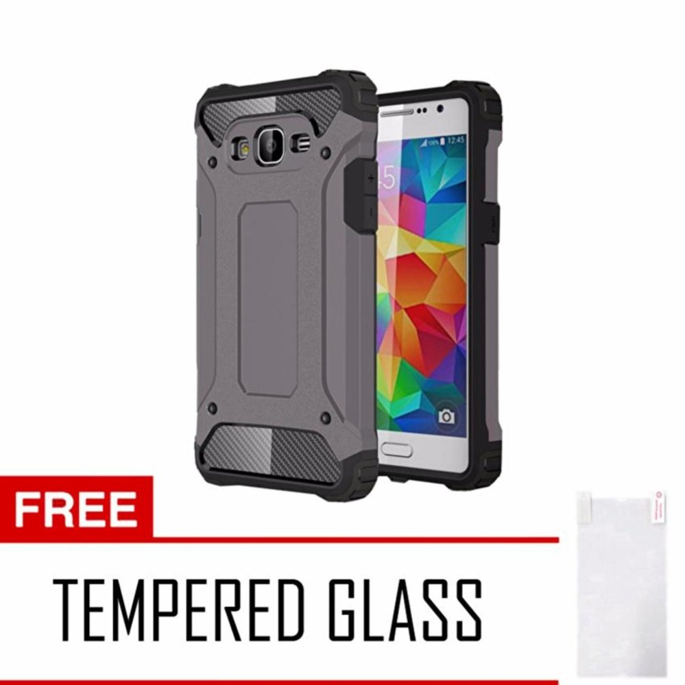 Case Tough Armor Carbon for Samsung Galaxy J2 Prime - Abu + Free Tempered Glass