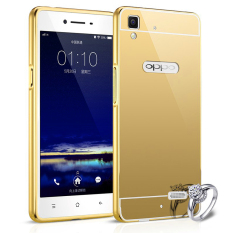 BELI 1 GRATIS 4 (TOTAL 5) Warna Random Case Untuk Oppo F1 Selfie Expert Alumunium Bumper With Mirror Backdoor Slide- Emas