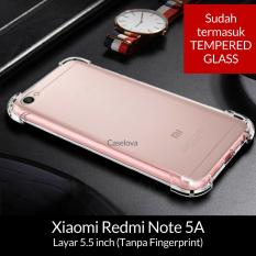 Caselova Anti Crack TPU Shockproof Case for Xiaomi Redmi Note 5A Standar (Non Fingerprint) - Clear + Tempered Glass