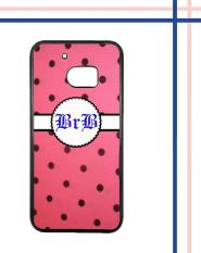 Casing gambar motif HARDCASE untuk hp HTC One M10 polkadot pinky nama inisial sendiri T0132