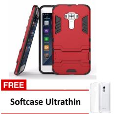 Casing Handphone Asus Zenfone 3 / ZE520KL Seri Ironman Kickstand + Free Softcase Ultrathin