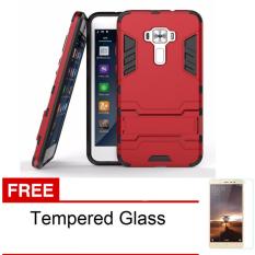 Casing Handphone Asus Zenfone 3 / ZE520KL Seri Ironman Kickstand + Free Tempered Glass