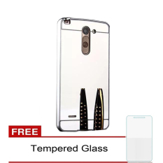 Casing Metal Aluminium Bumper Mirror for LG G3 Stylus - Silver + Free Tempered Glass