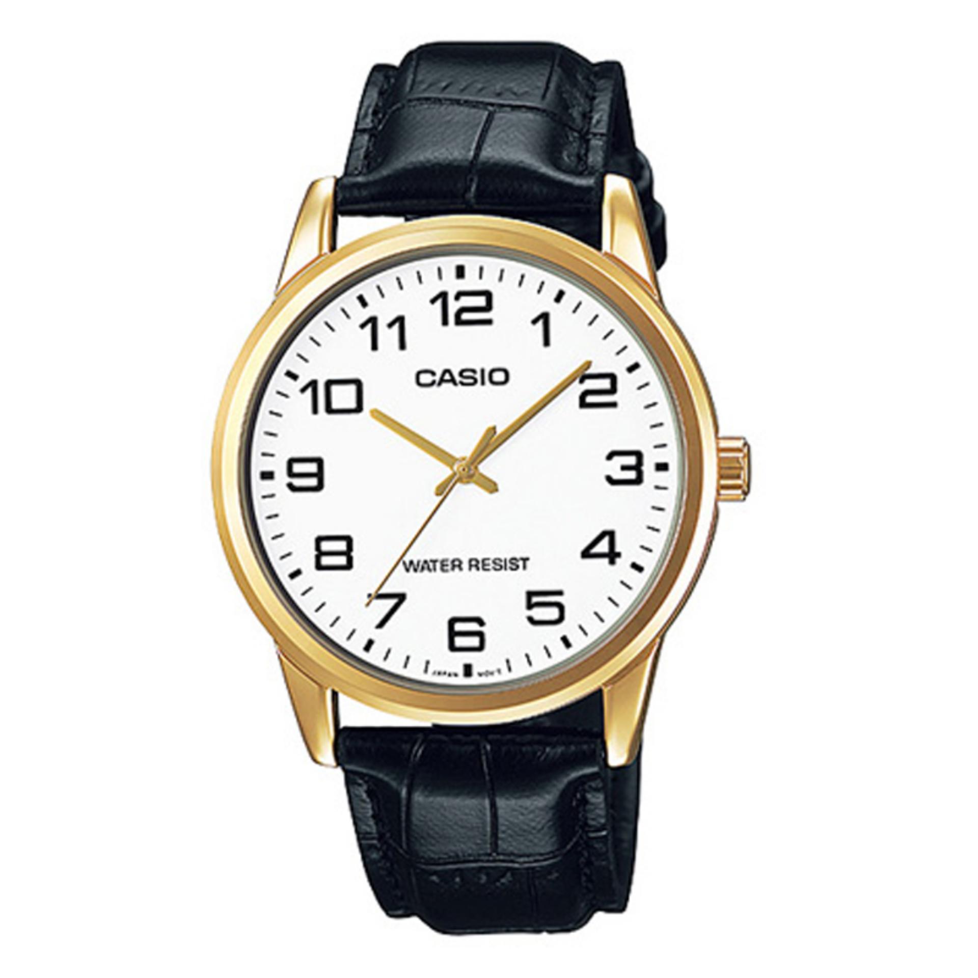 Casio Analog MTP-V001GL-7B - Jam Tangan Pria - Hitam - Leather Band