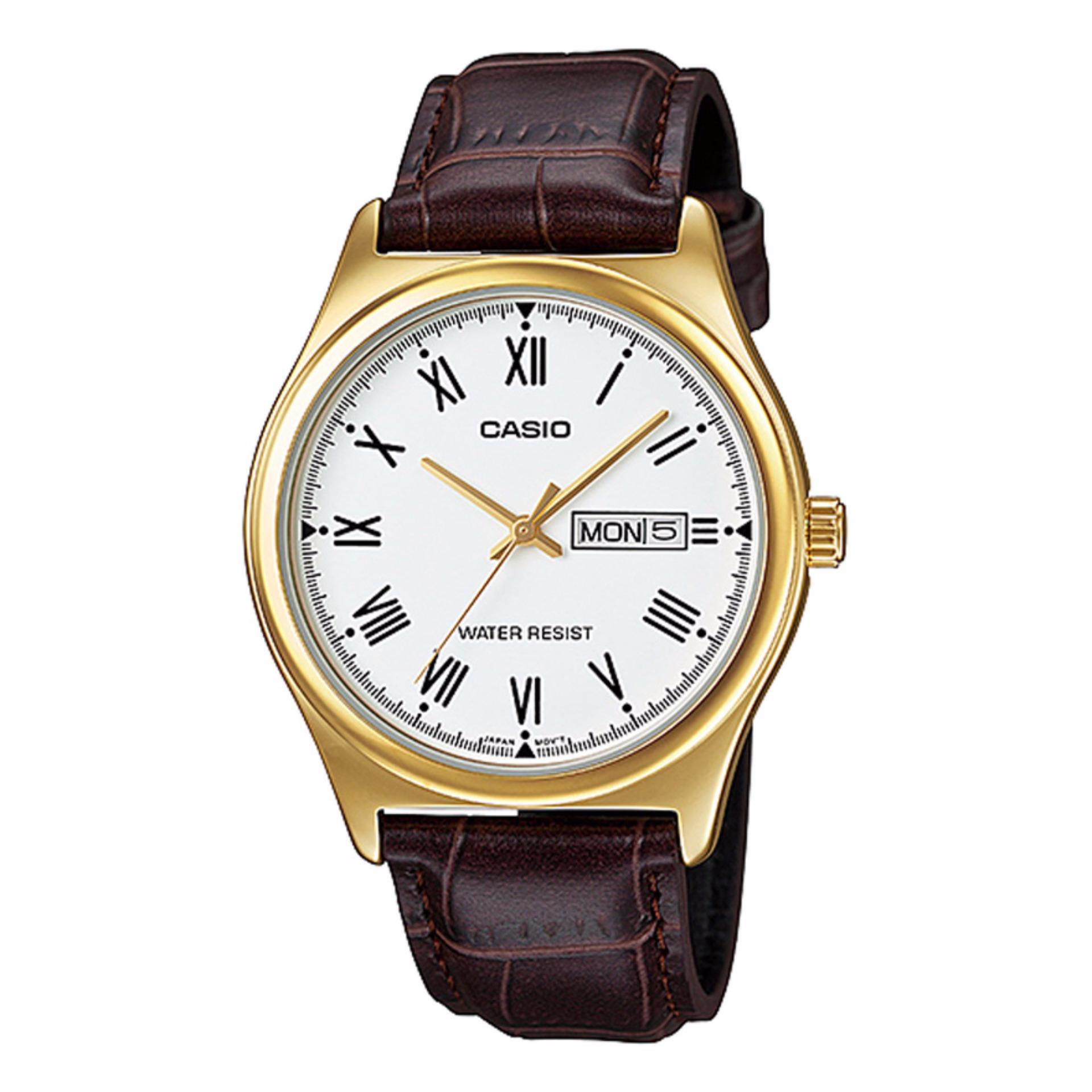 Casio Analog MTP-V006GL-7B - Jam Tangan Pria - Brown - Leather Band