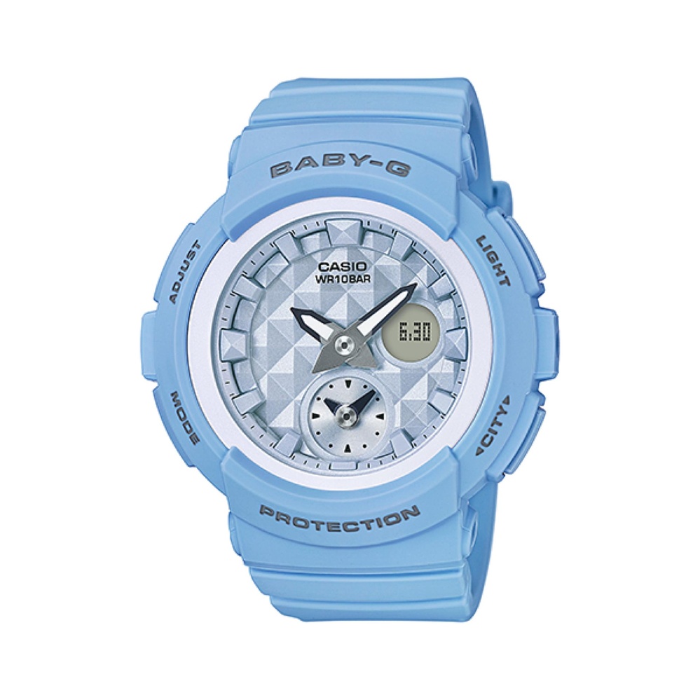 Casio BABY-G BGA-190BE-2ADR - Dual Time - Multifunction - Jam Tangan Wanita - Bahan Tali Resin - Biru Pastel