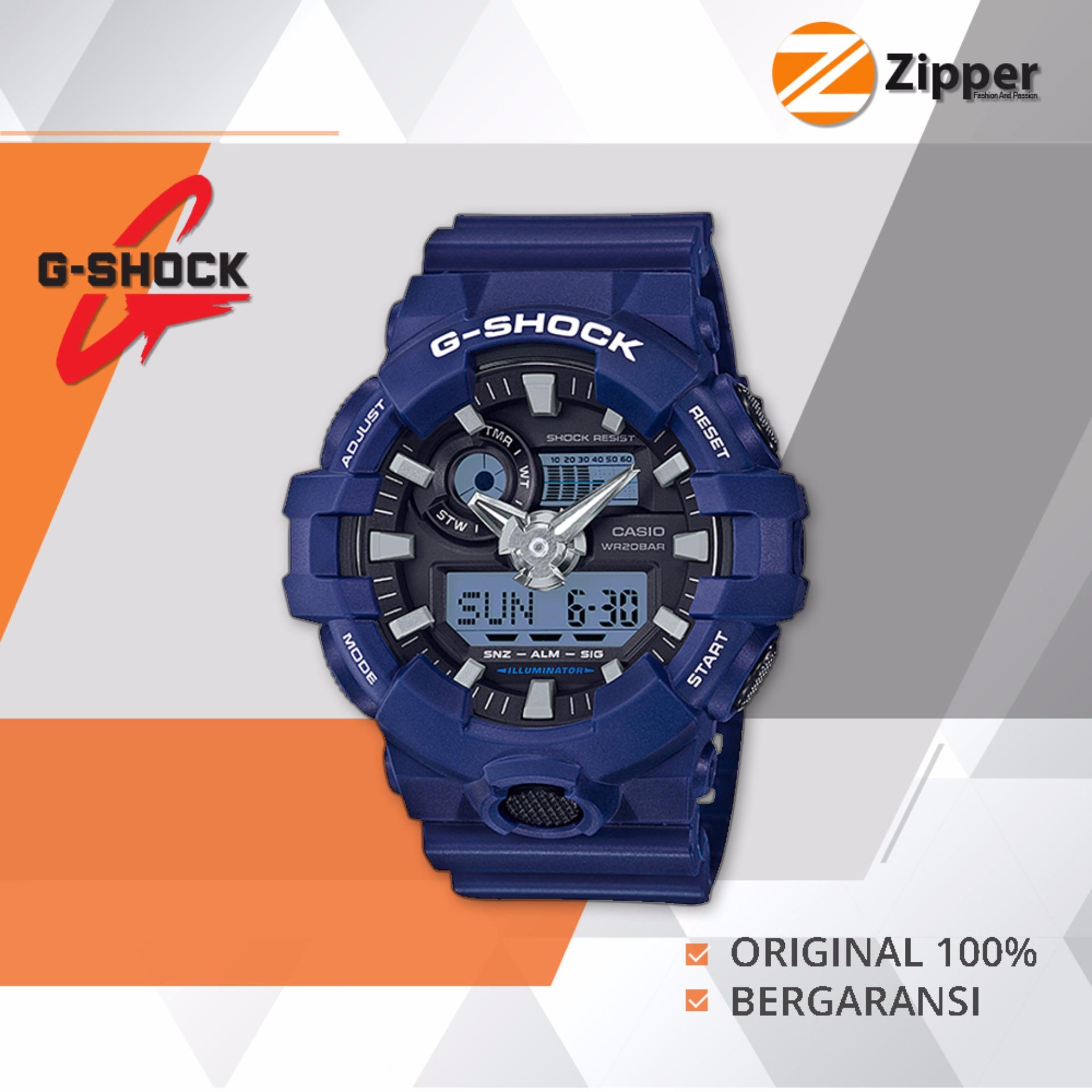 Casio G-Shock Jam Tangan Prial Dual Time Analog Digital GA-700 Series - Tali Karet