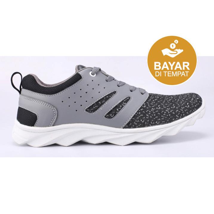 Catenzo Running Shoes - Sepatu Lari Casual Pria - Black Grey