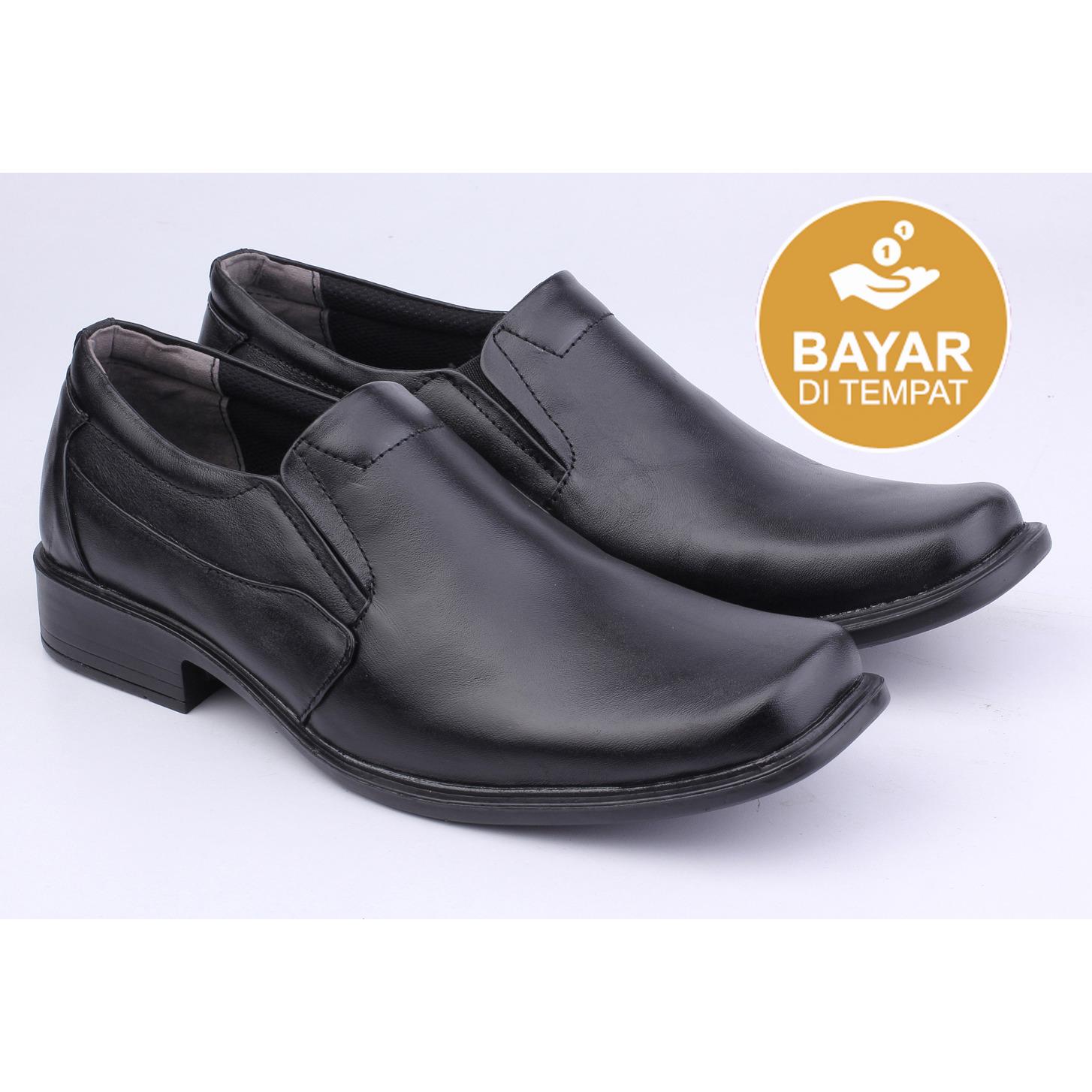 Catenzo Sepatu Kantor Pria - Pantofel Kulit Premium - Hitam