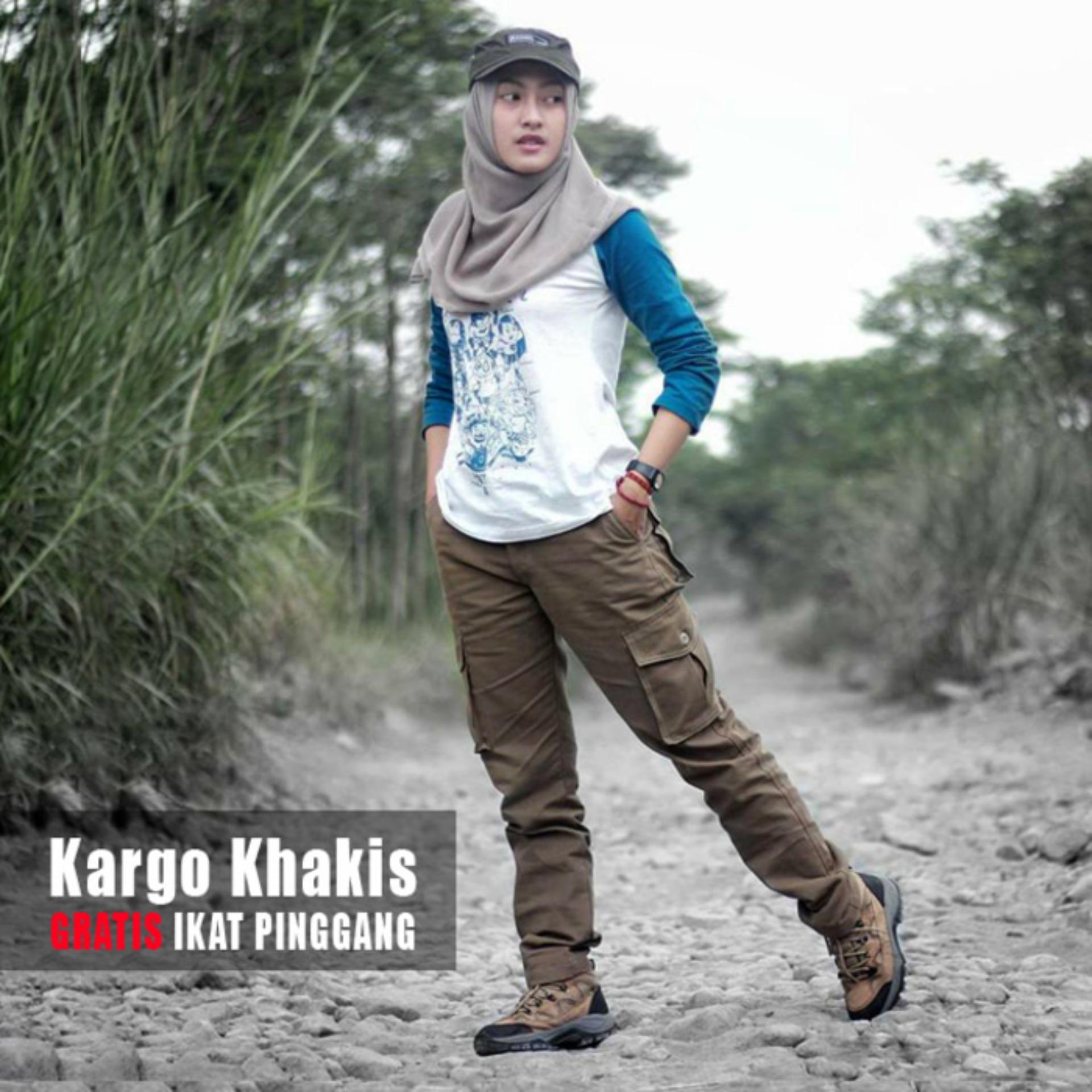 celana cargo wanita warna khakis / celana gunung wanita / celana pdl cewe / celana lapangan