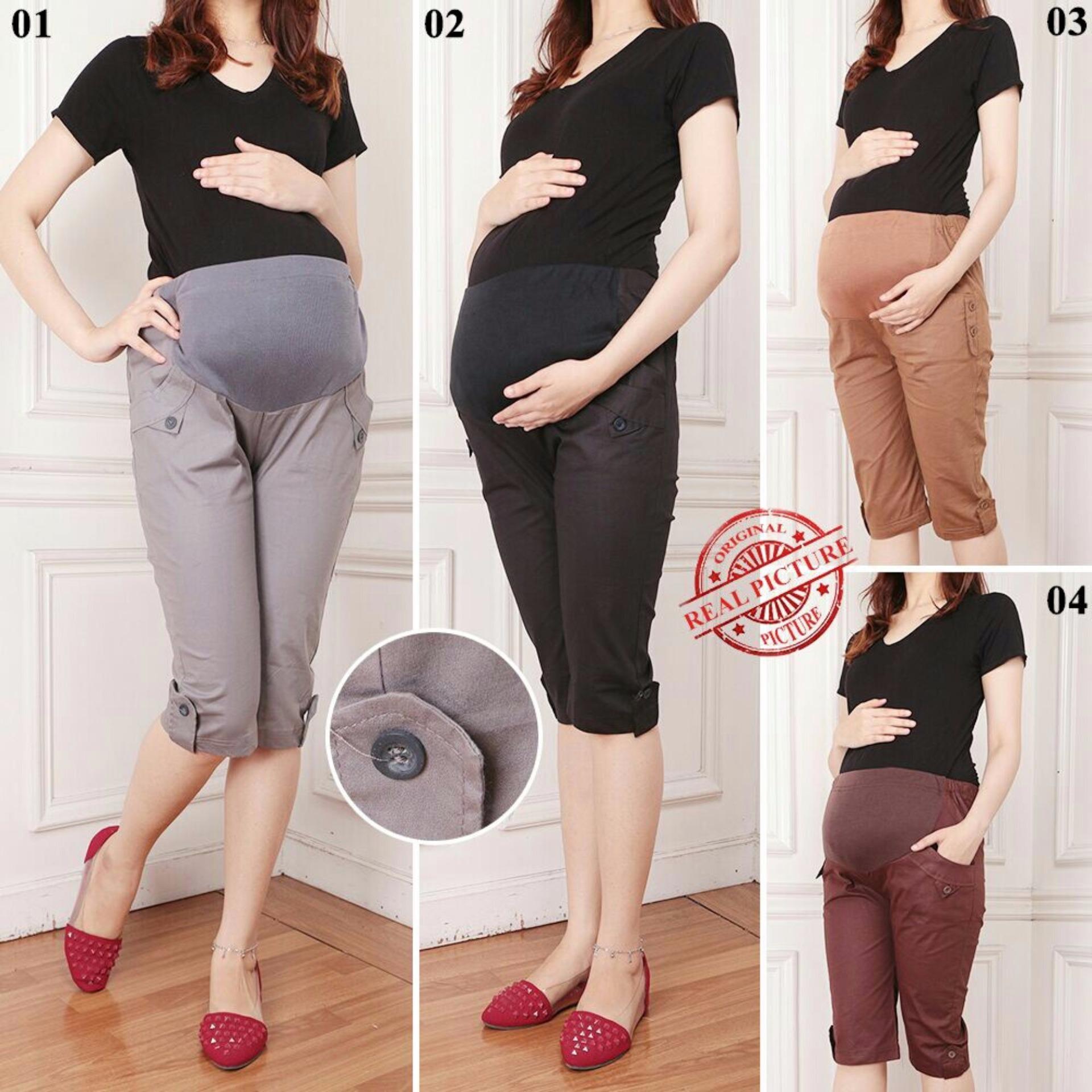 Celana hamil pendek 7per8 hotpant wanita jumbo short pant long pant Arissa - 04 coklat tua