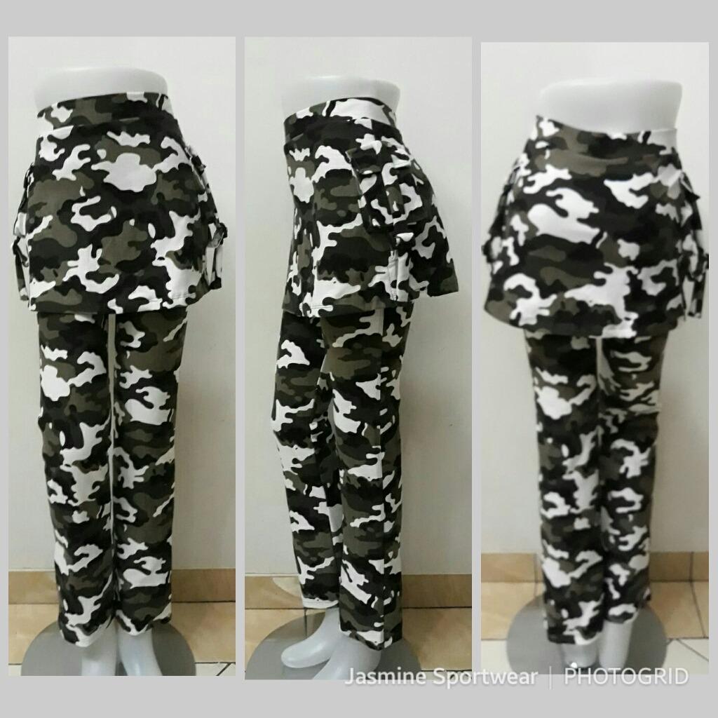 Celana Rok Kantong Senam Muslimah Loreng