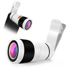 Ponsel Lensa Kamera, Klip-On Lensa Kamera, DHN 8X Optik Zoom Teleskop Lensa Universal untuk Ponsel Pintar IOS dan Android Putih-Internasional