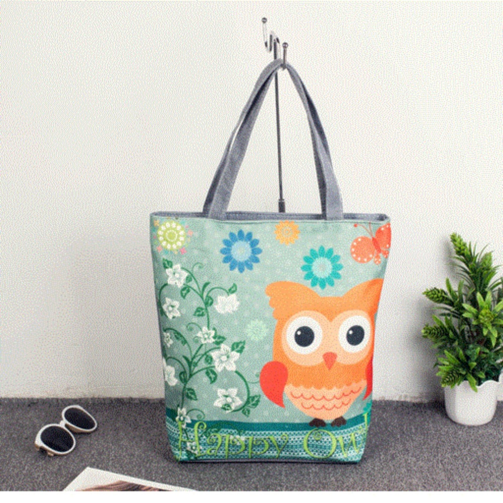 Cetak Kartun Tas Tas Tutorial Tas Tas Canvas Shoulder Bag-Intl