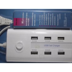 Charger Fast Charger USB Female 6 In 1 Output 4 Slot 2A Dan 2 Slot 1A Cas Pengecas HP Handphone Xiaomi Samsung Iphone Redmi Tab Tablet Ipad Dll Cocok Untuk Dibawa Travel Traveling, Menginap Di Hotel, Di Kamar, Di Rumah, Di Kantor Dll