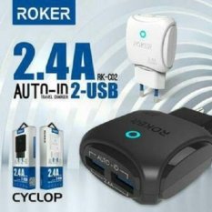 Charger Roker USB 2 Output 2.4A + Kabel Micro - Hitam