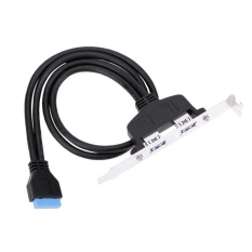 Chassis PCI Belakang Kabel Baffle 20Pin untuk USB3.0 Wanita Berkepala Dua Kabel (Hitam)-Intl