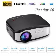 CHEERLUX C6 Mini LCD Portable LED Projector Proyektor 1080p HD 800x480 1200 Lumens Support HDMI USB VGA AV