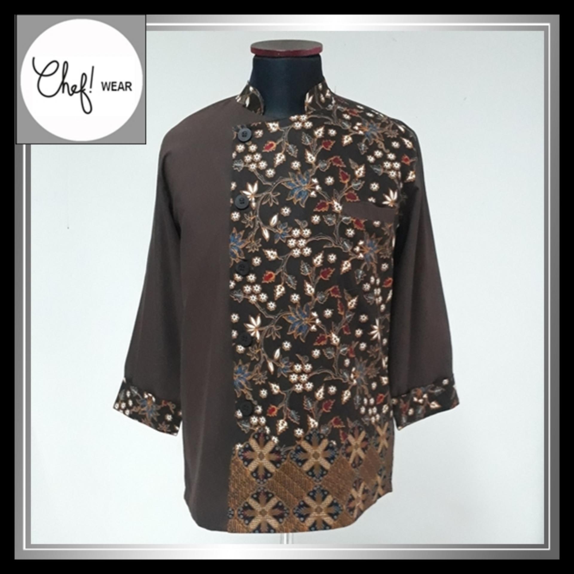 Chef Wear Baju Koki Coklat Komb Batik S-XL