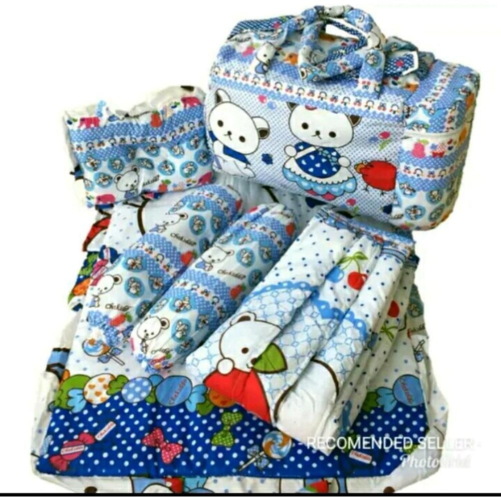 Chekiddo Tas Gendongan Bantal Guling Alas Tidur Bayi Set 4 in 1 - Biru