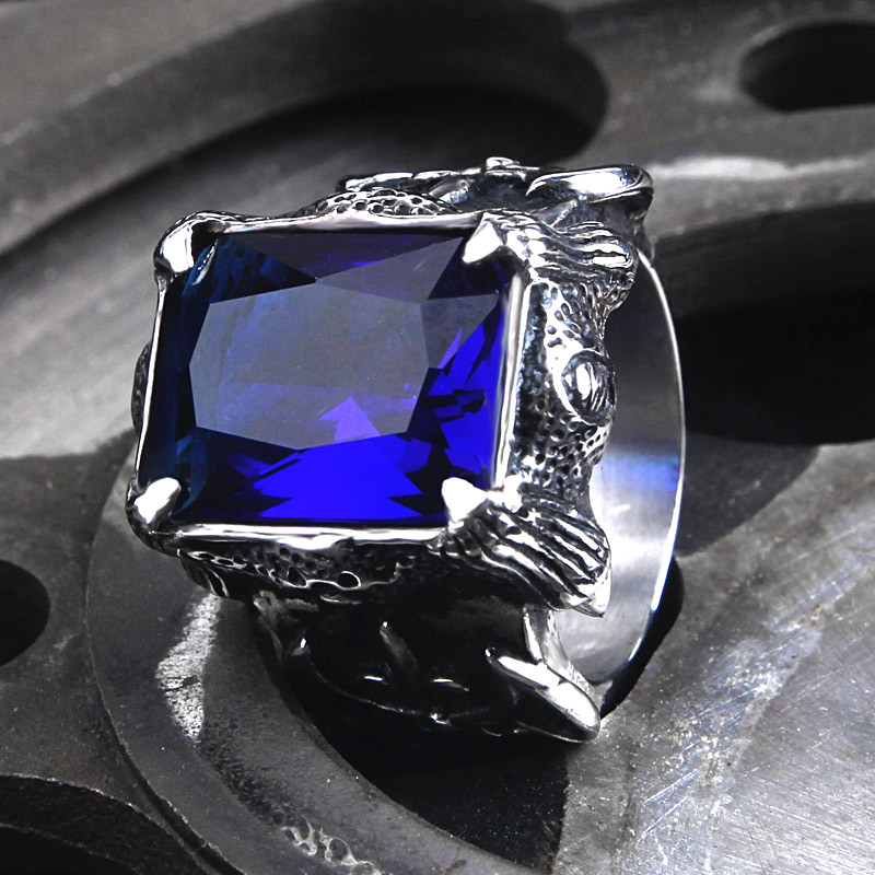 Masuknya orang Shishang Hong biru hitam batu akik hitam batu permata cincin cincin