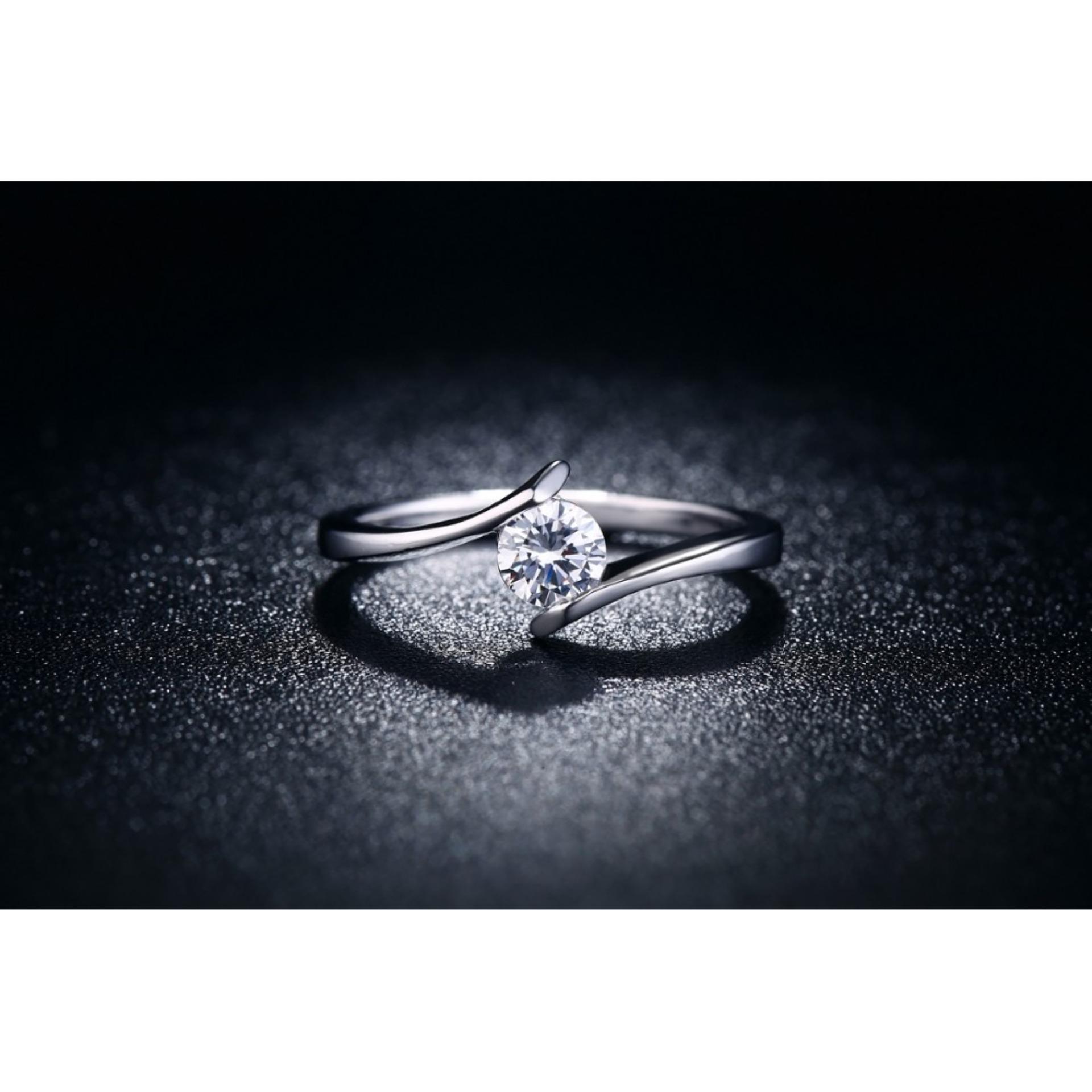 Cincin Silver Berlian Lapis Platinum Perhiasan Simple Elegan