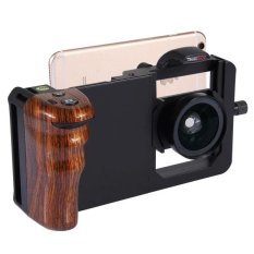 Cinema Gunung Profesional Smartphone Stabilizer Rig Gunung dengan Grip dan 0.45X Lensa Makro Super Wide Angle untuk Smartphone (Brown) -Intl