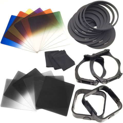 COKIN P Filter Set 12 Warna + ND Kit + Adapter Lens Hood LF142-SZ (Hitam) 1