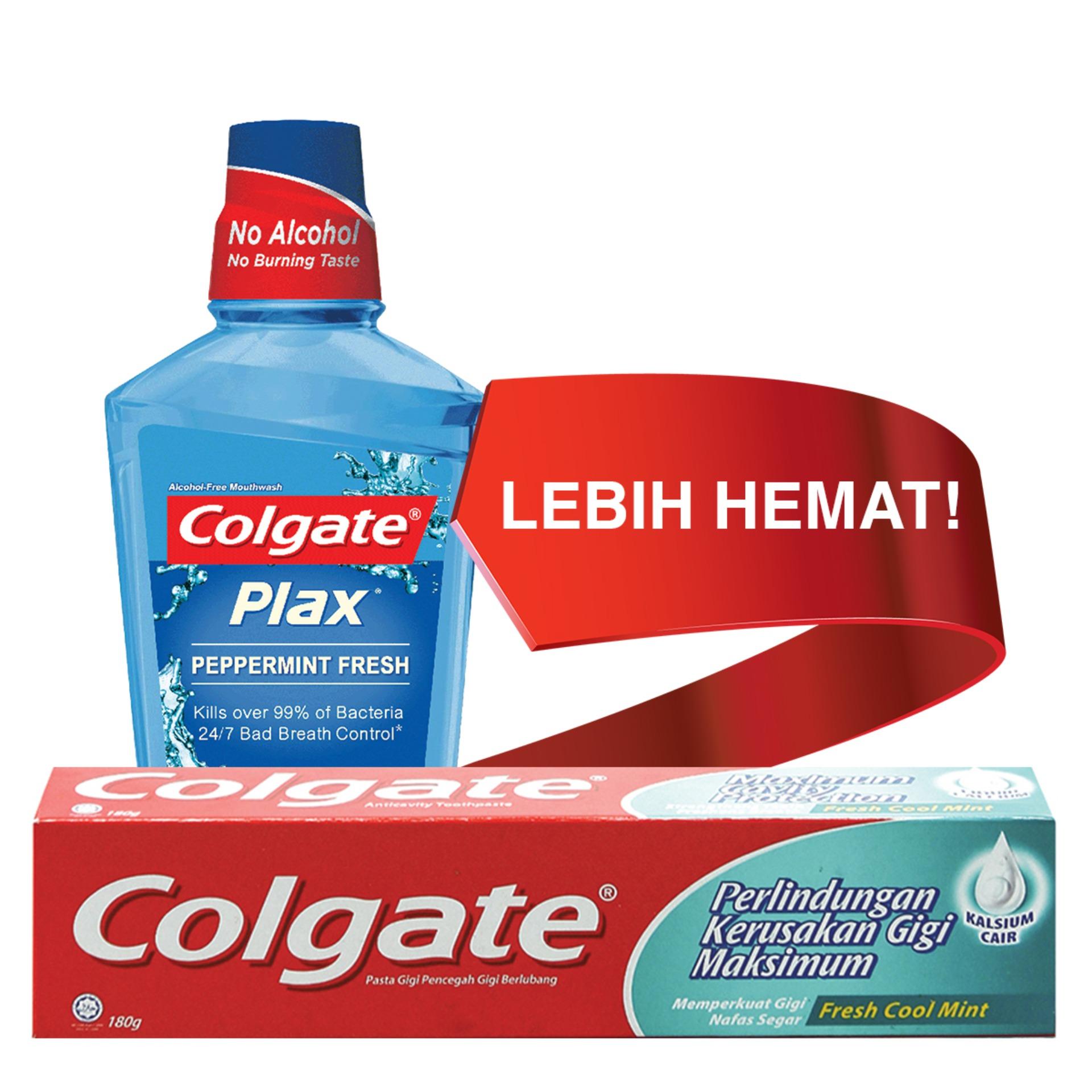 Colgate MW Plax 250ml Peppermint + Colgate Fresh Cool Mint 180gr