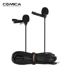 Comica CVM-D02 Dual-head Lavalier Lapel Mikrofon Clip-on Kondensor Mic Panjang Kabel 2.5 M/8.2ft For Canon Nikon Sony A7 A6300 Kamera untuk IPhone 6 6 Plus untuk PERGI PRO HERO 4/3 +/3 Action Camera For Wawancara Livestream Pengajaran Podcast