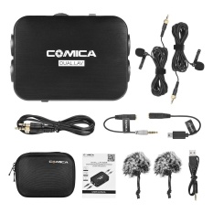 COMICA DUAL.LAV-D03 Dual-head Lavalier Lapel Microphone Clip-on Omni-directional Condensor Mic for Canon Nikon Sony DSLR Camera Camcorder PC for iPhone 6 Android Smartphone for GoPro 4/3+/3 - intl