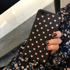 Ringkas Heart Printing Ultra Slim Shockproof Matte Karet Soft Case Cover untuk IPhone6/6 S, IPhone7, IPhone7plus Warna: Hitam-Model Hati Pink: IPhone7plus-Intl