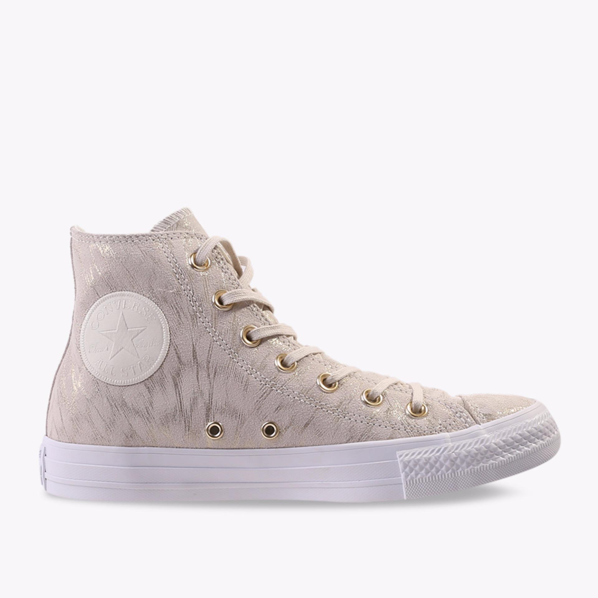 Converse Chuck Taylor All Star Shimmer Suede Hi Women's Sneakers Shoes - Putih