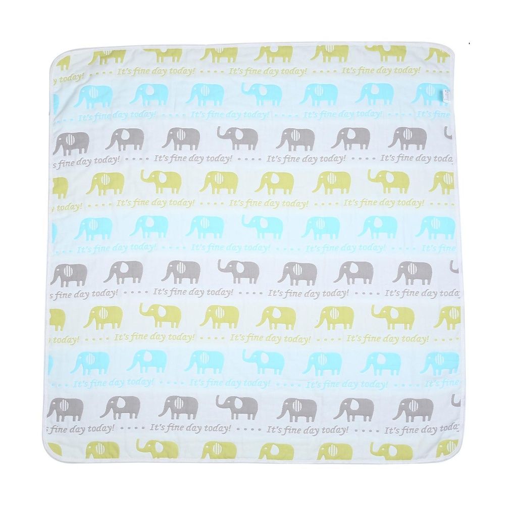 Coobonf Baby Cotton Muslin Swaddle Selimut Snuggle Multi-use Di Nursery Kereta Bayi, Tempat Tidur Bayi untuk Balita, Gajah-Internasional