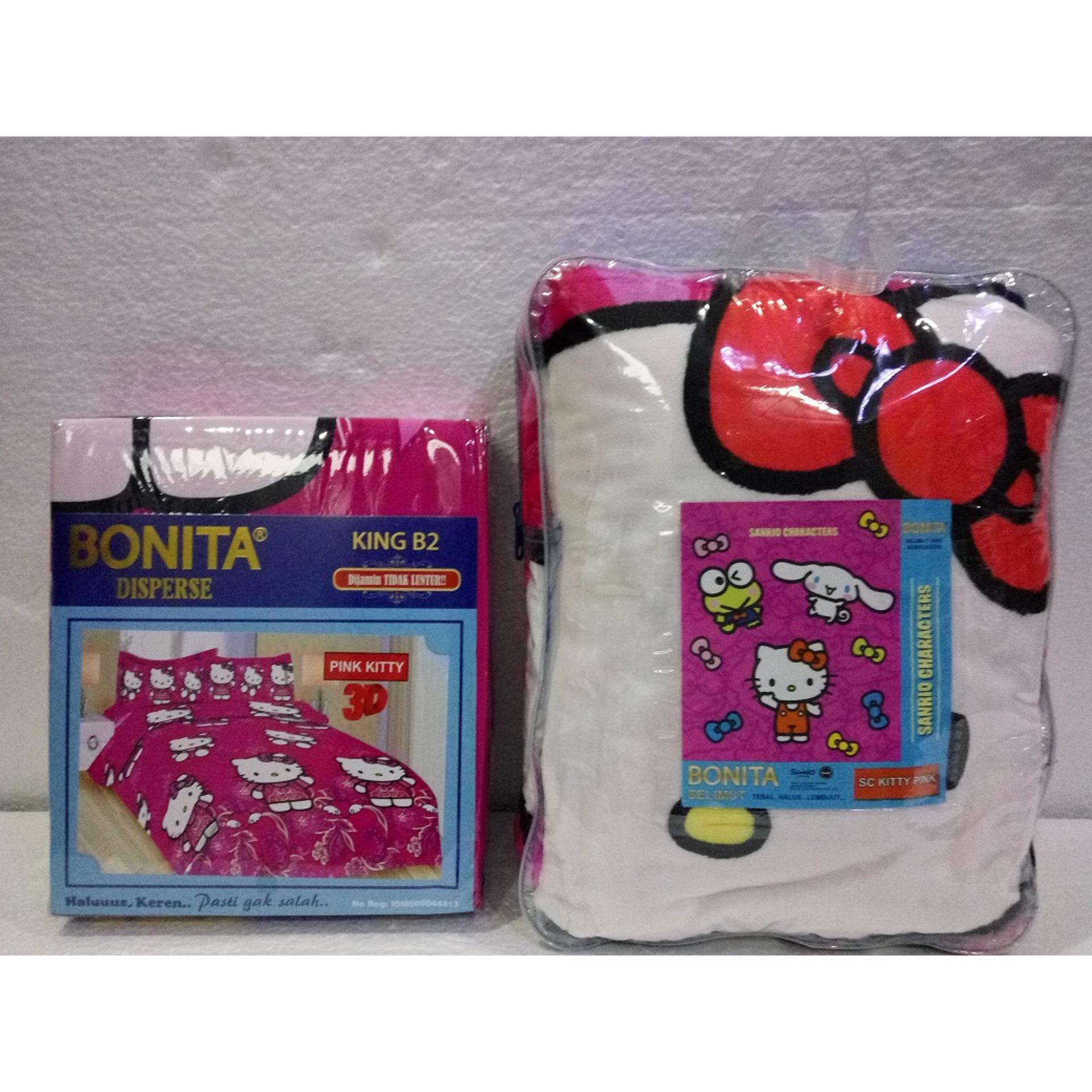 Couple Sprei Dan Selimut Super Lembut Dan Tebal Merk Bonita - PINK KITTY