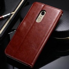 Crazy Horse Case Dompet Cover Kulit Untuk Xiaomi Redmi Note 4 - Brown - Intl