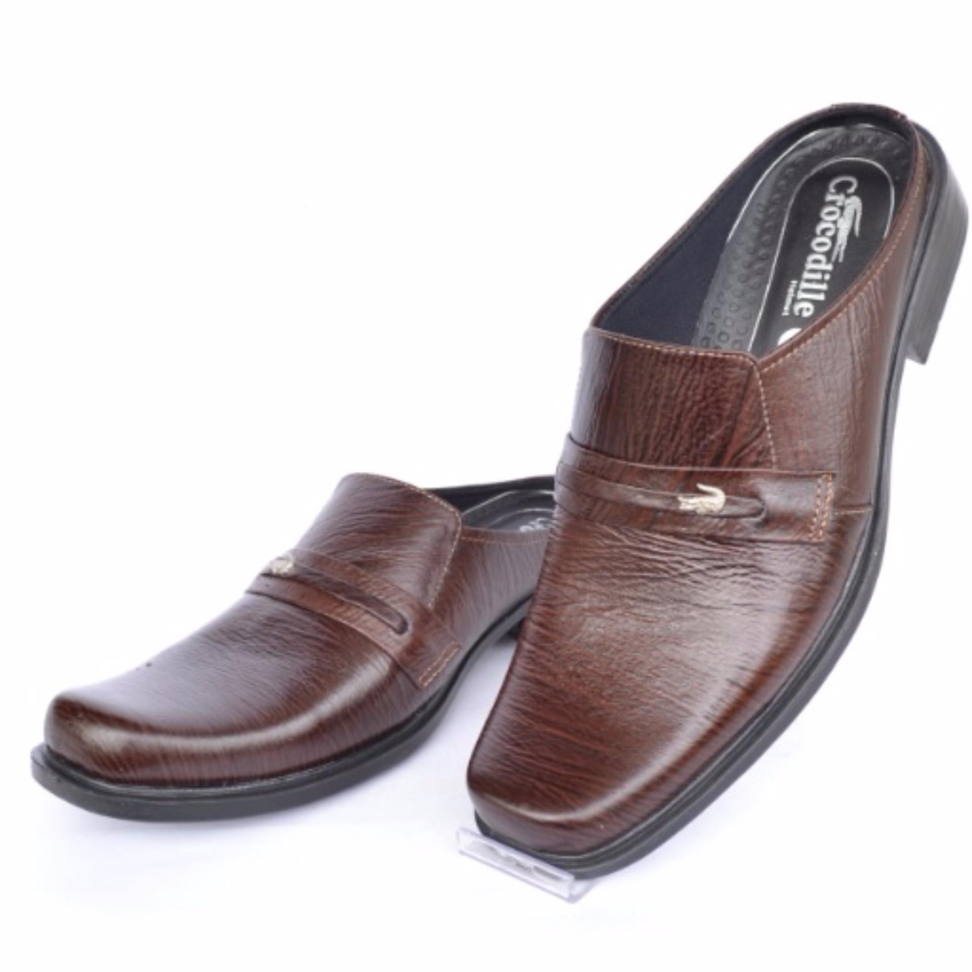 Crocodile Sepatu Sandal Selop - Sandal Sepatu Pria - Sandal Pria -Kulit Sapi Asli - A2 Coklat