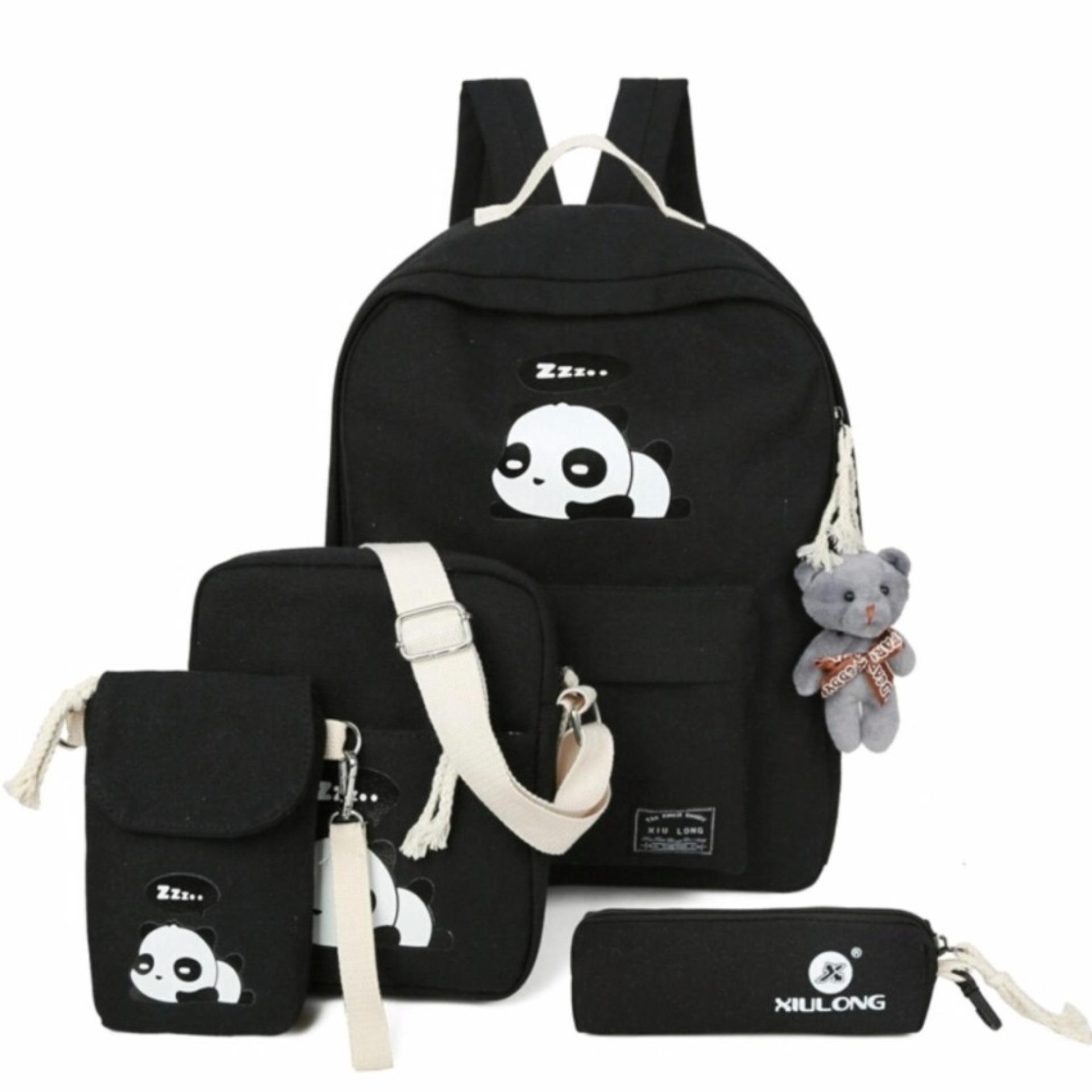 CSA Tas Sekolah Ransel Anak Panda 4 in 1 hello kitty mickey mouse tayo kuda poni