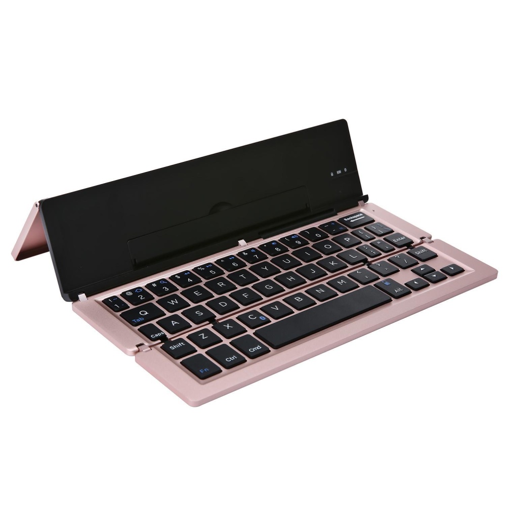 Cusepra Universal Portabel Dapat Dilipat Mini Nirkabel Bluetooth Keyboard dengan Kickstand untuk IOS Android Windows Smartphone Tablet Komputer, Rose Gold-Intl