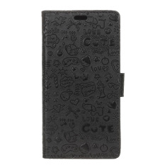Cute Girl Desain Gaya Flip Leather Case dengan Slot Kartu Kredit untuk Samsung Galaxy J1 NXT (Hitam) -Intl