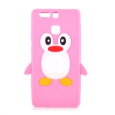 Cute Penguin Kartun Silicone Back Cover untuk Huawei P9 (Pink)