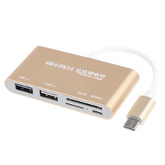 Cwxuan USB 3.1 Jenis C OTG USB 3.0 2.0 Hub, SD TF Kartu Pembaca untuk Macbook, dell XPS, HP ENVY XIAOMI Laptop-Keemasan-Internasional