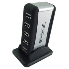 Cyber 7-Port HUB USB Powered + Kabel Adaptor AC Kecepatan Tinggi (Hitam)