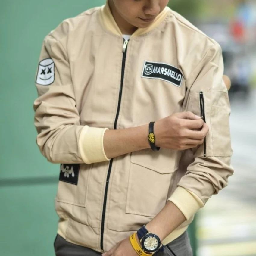 Daffa Jaket Marshmello Bomber Jacket - Baby Kanvas Krem 2018
