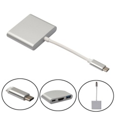 DEERWAY USB Tipe C untuk HDMI dengan Adaptor Pengisian Kayenne USB-CtoHDMI Hub (Perak)-Intl